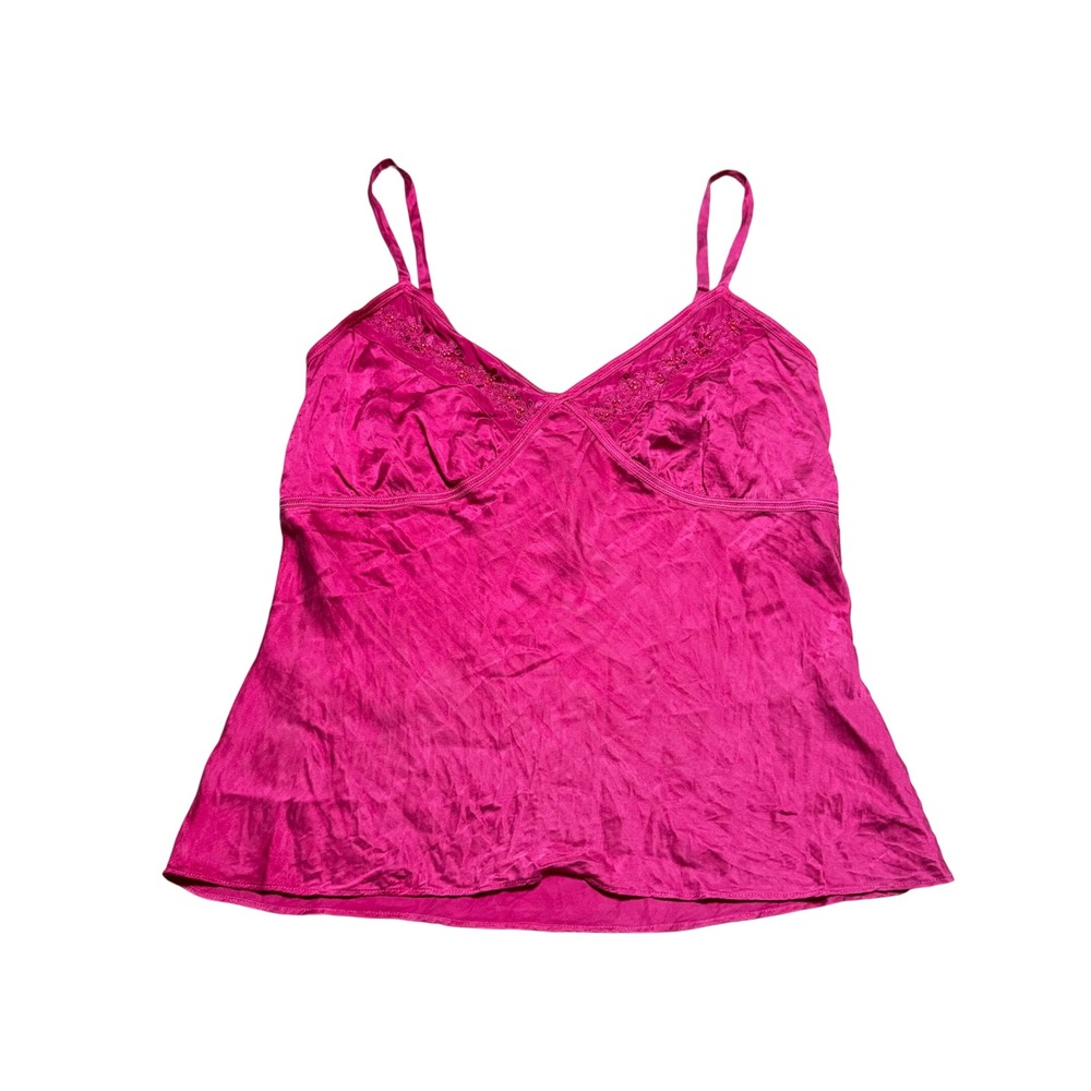 Liz Claiborne Pink 100% Silk Beaded Embroidered Camisole Top